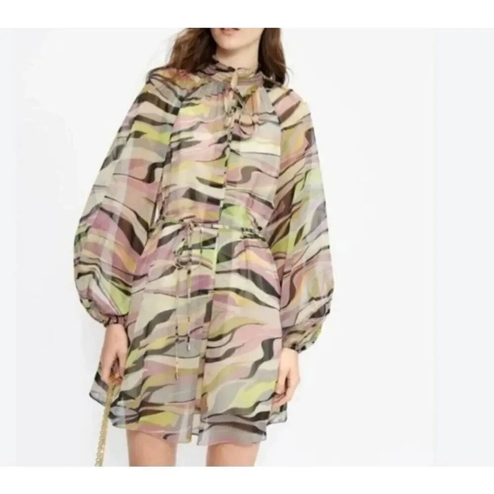 NWT Ted Baker Zeenaa Abstract Print Woven Mini Dress With Slip Size 0 (XS)